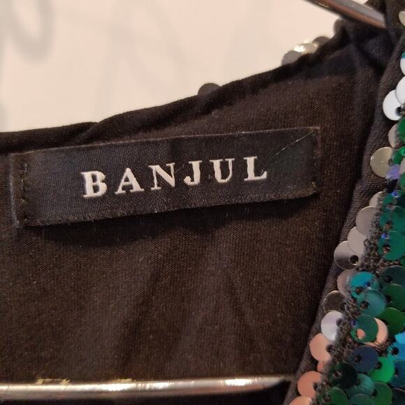 Green Goddess Sequin High Slit Maxi Dress Evening Plunging Neckline Size S - Picture 3 of 15